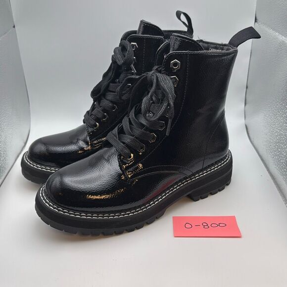 Dunes Women's Lace Up Boot SIZE 7.5 BLACK CRINKLE PATENT - Picture 3 of 8